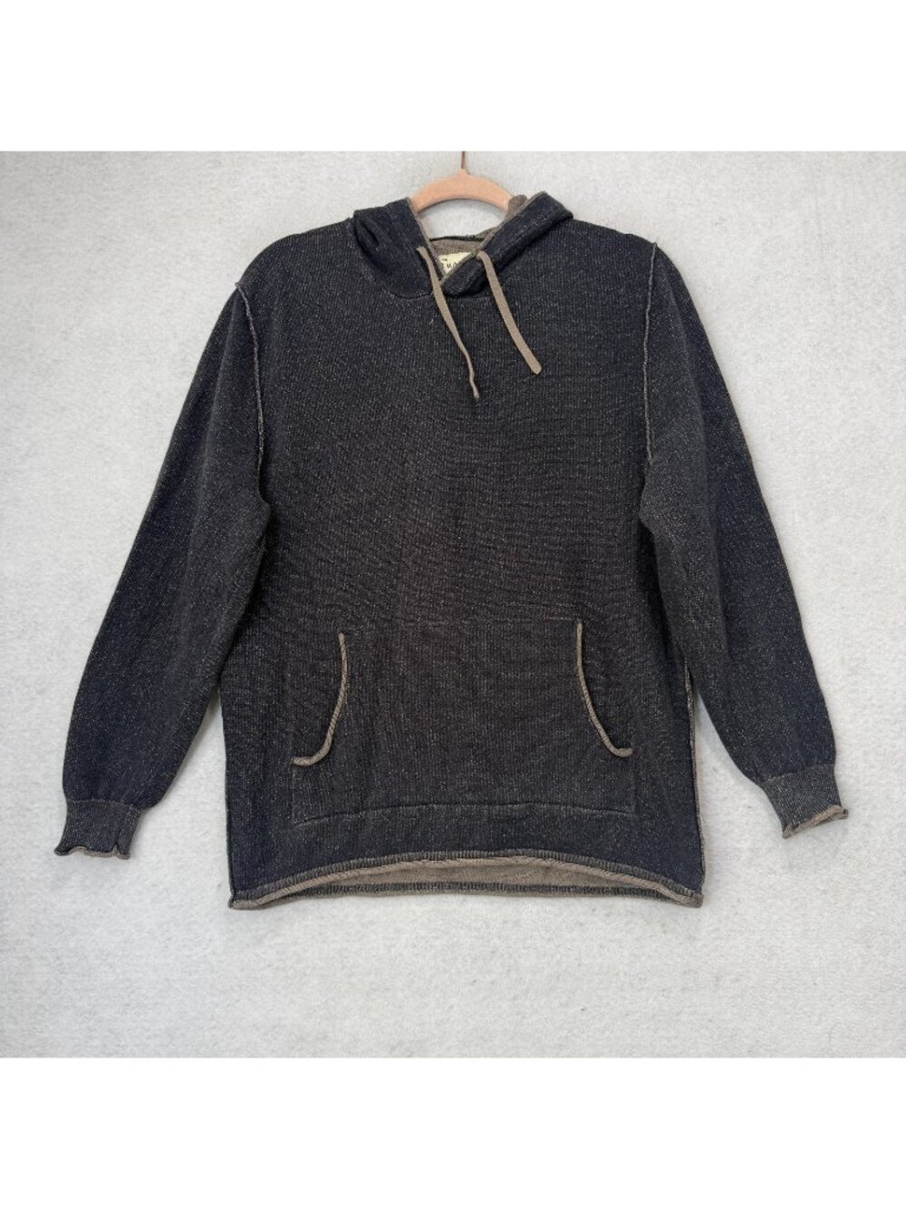 The Normal Brand Hoodie Mens Large Gray Cotton Knit Pullover Kangaroo Pocket